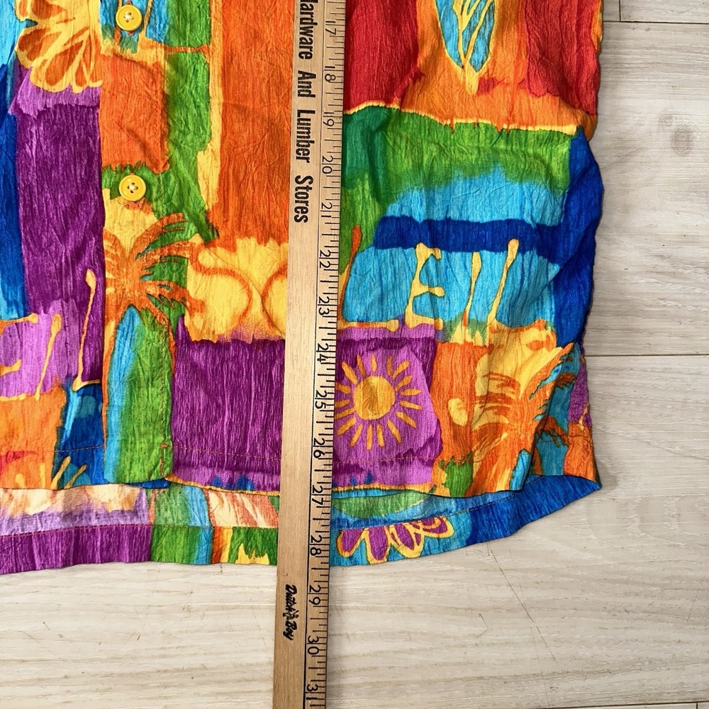 Vintage JAMS WORLD Rayon Button Up Shirt Men's L VIBRANT FLORAL Trisha - Picture 8 of 8